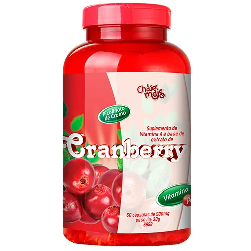 Cranberry Com Vitamina A 60 Cápsulas De 500mg Chá Mais - CHAMAIS - Suplementos