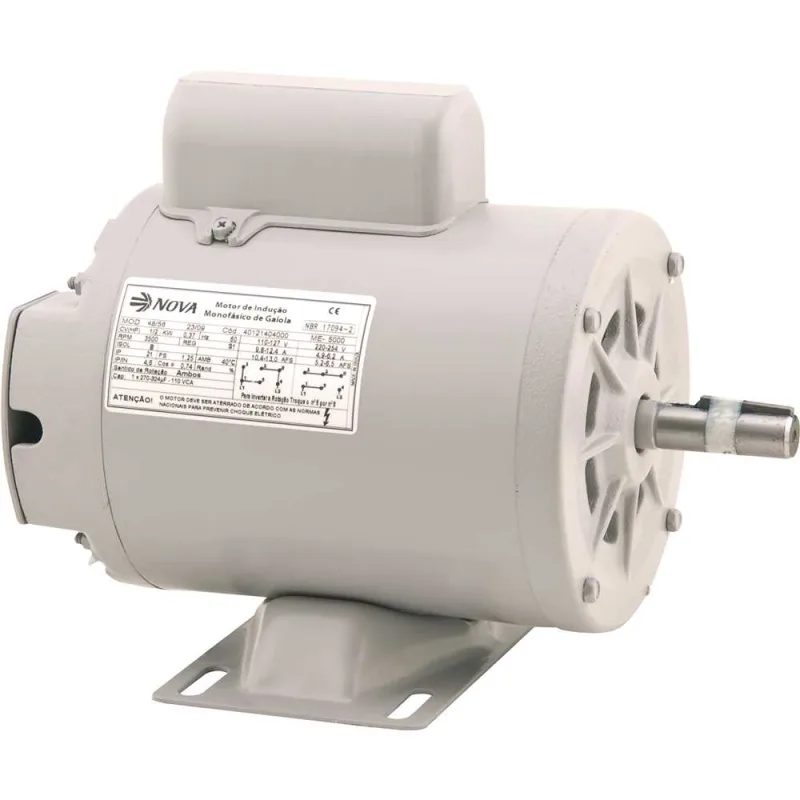 Motor Monofásico 5,00CV 2 Polos 220/440V  IP 21 Carcaça N56H 60HZ - NOVA Motores - NOVA - Máquinas E Compressores
