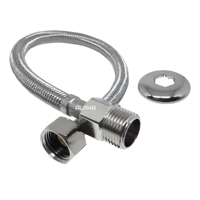 Engate Mangueira Flexível Trançado Aço Inox 60cm Quente Fria