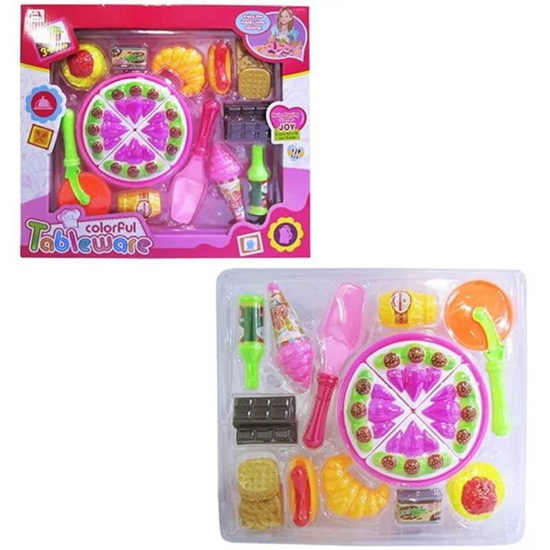 Kit Cozinha Infantil Com Bolo E Acessorios Tableware 20 Pecas Na Caixa