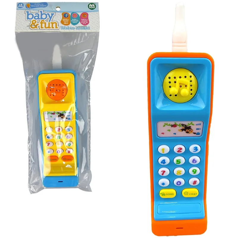 Celular musical infantil com luz A pilha na solapa ark brasil