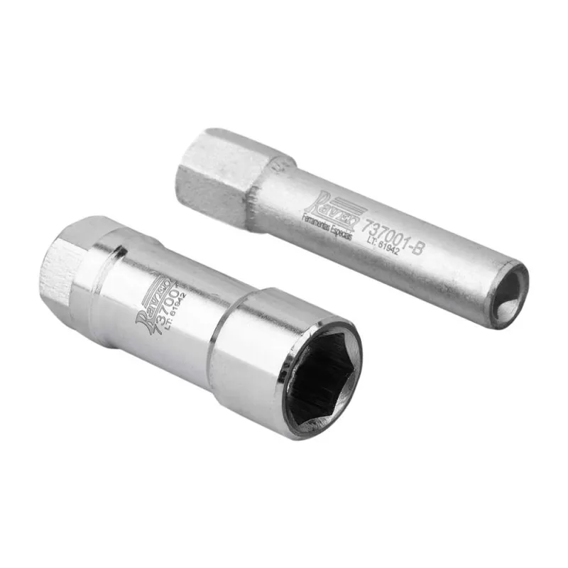 Conjunto Soquete Longo Vazado 18mm e Adaptador para Porca do Amortecedor de Cabine Caminhões Volvo FH 737001 - Raven - RAVEN - Ferramentas Manuais