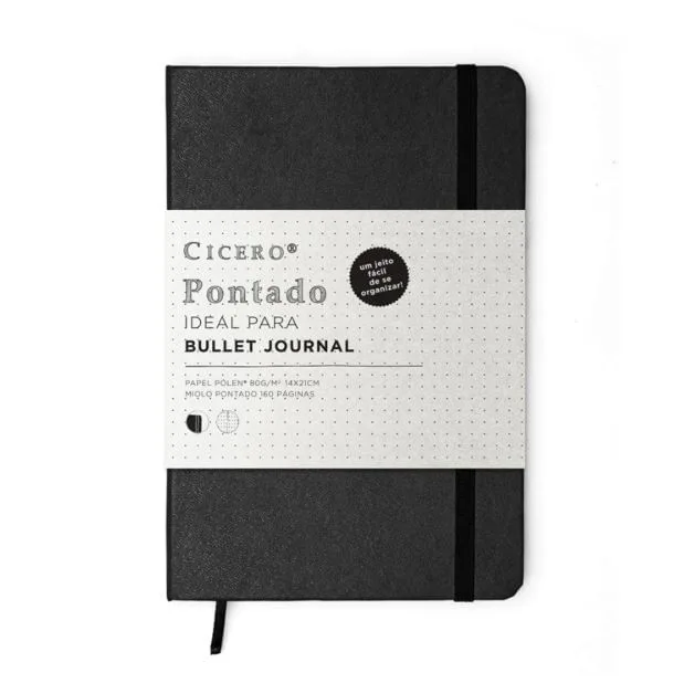 Caderno De Anotações Clássico Preto Pontado - LC - Papelaria
