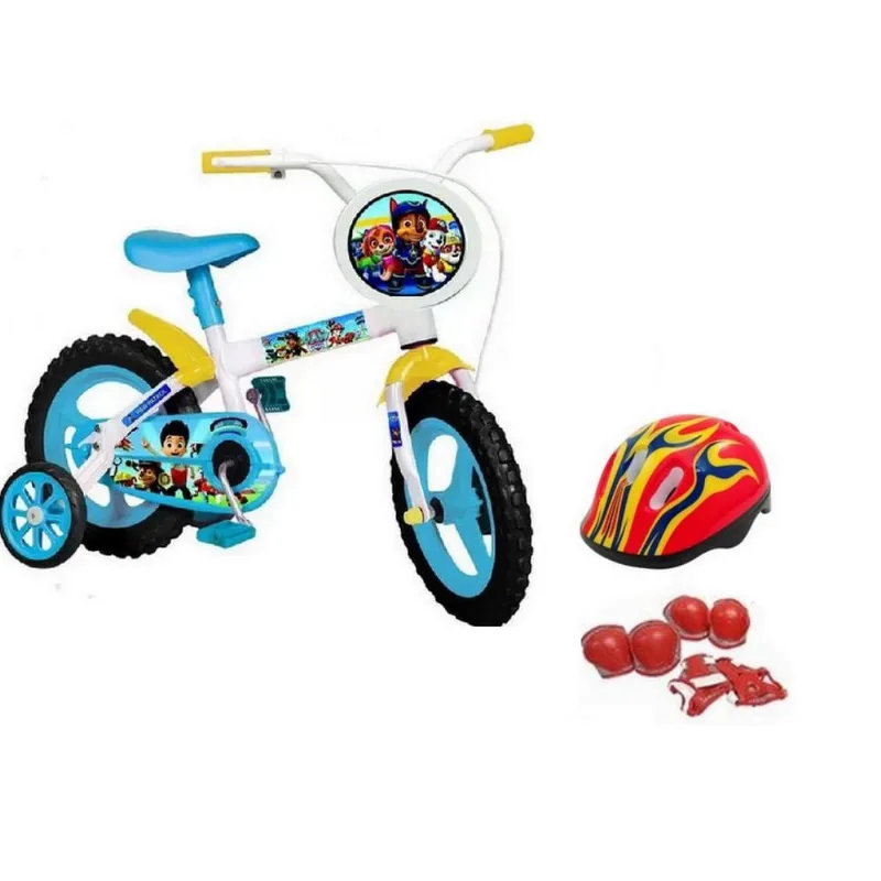 Bicicleta Aro 12 Masculino Patrulha Canina Capacete Proteo