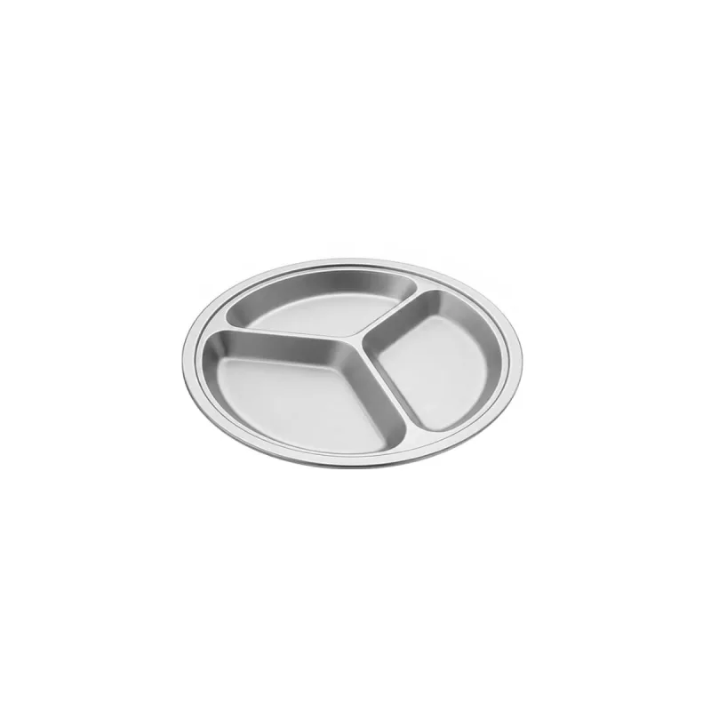 Petisqueira Redonda Prato Aço Inox 3 Divisórias Bandeja - KeHome - Utilidades Domesticas