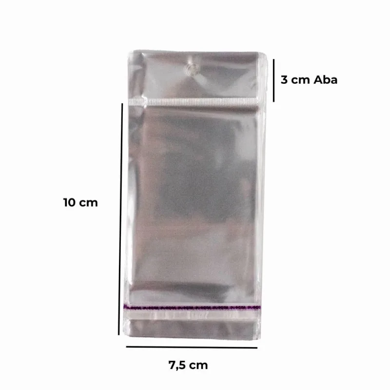Saco Adesivo C/Furo Nº3 7,5X10cm Com 100 Unidades Unica