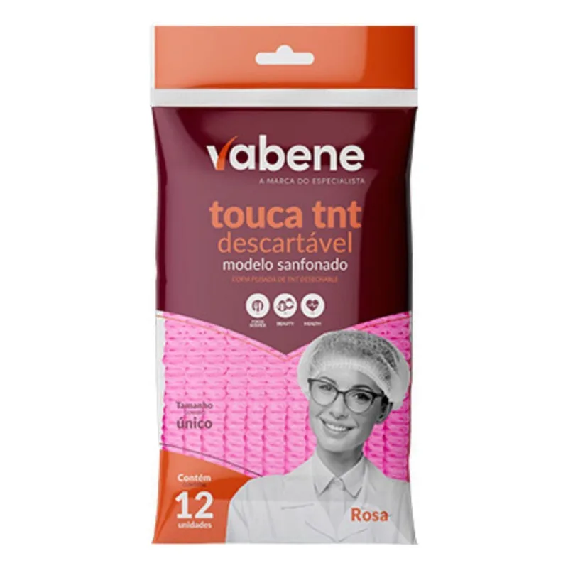 Touca Vabene Tnt Descartável Rosa C/12 Uni Tam: Único