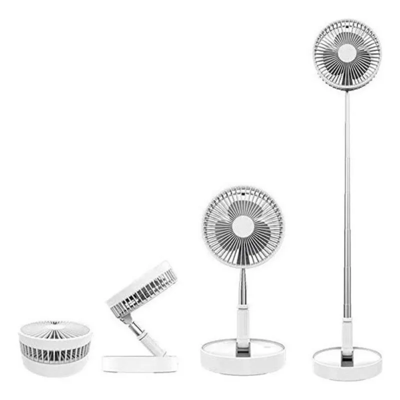 Ventilador Retrátil Recarregável de Mesa USB Bateria 7200mAh