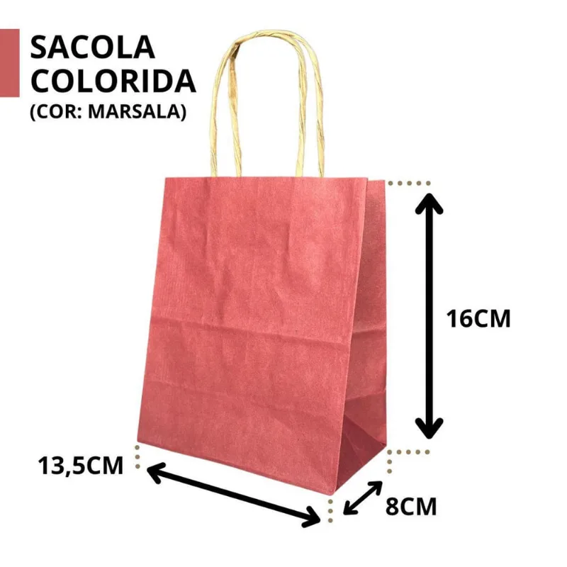 10 Sacola De Papel Kraft Presente Colorida 13,5X8X16Cm