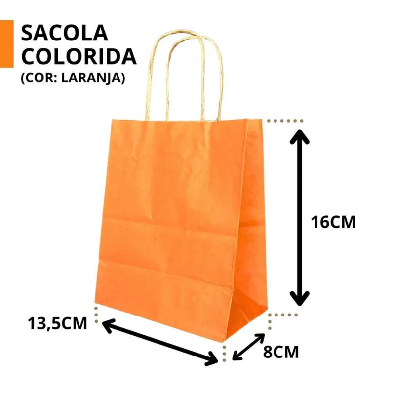 10 Sacola De Papel Kraft Presente Colorida 13,5X8X16Cm