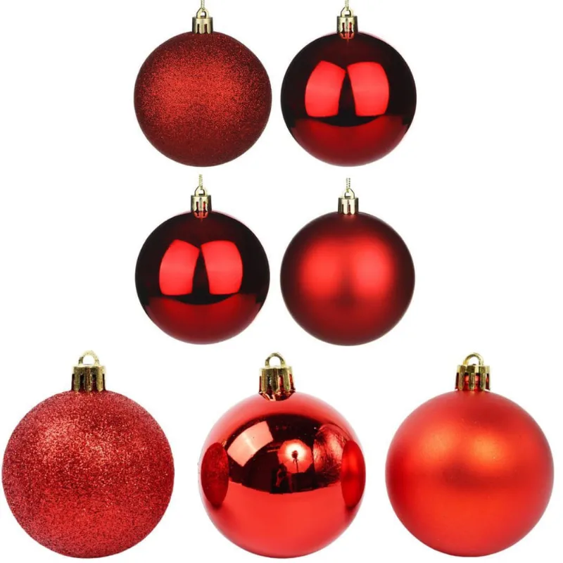 Kit 6 Bolas Grande Vermelhas Decoração Para Árvore Natal 8Cm