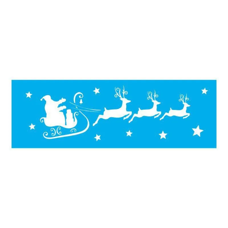 Stencil Tamako Papai Noel Renas Trenó Natal 10X30Cm Ref 811