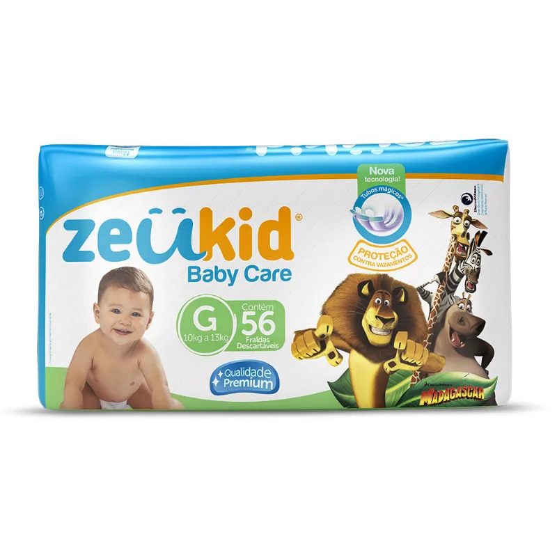 Fralda Descartável Zeukid Baby Care G c/ 56 Unidades - Gbarbosa
