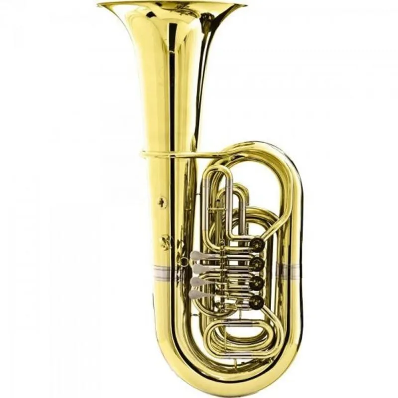 Tuba HBB-200L 4-4 com 4 Rotores de Ação Frontal, Afinação em Bb, Acabamento Laqueado Dourado - HARMONICS - Instrumentos Musicais