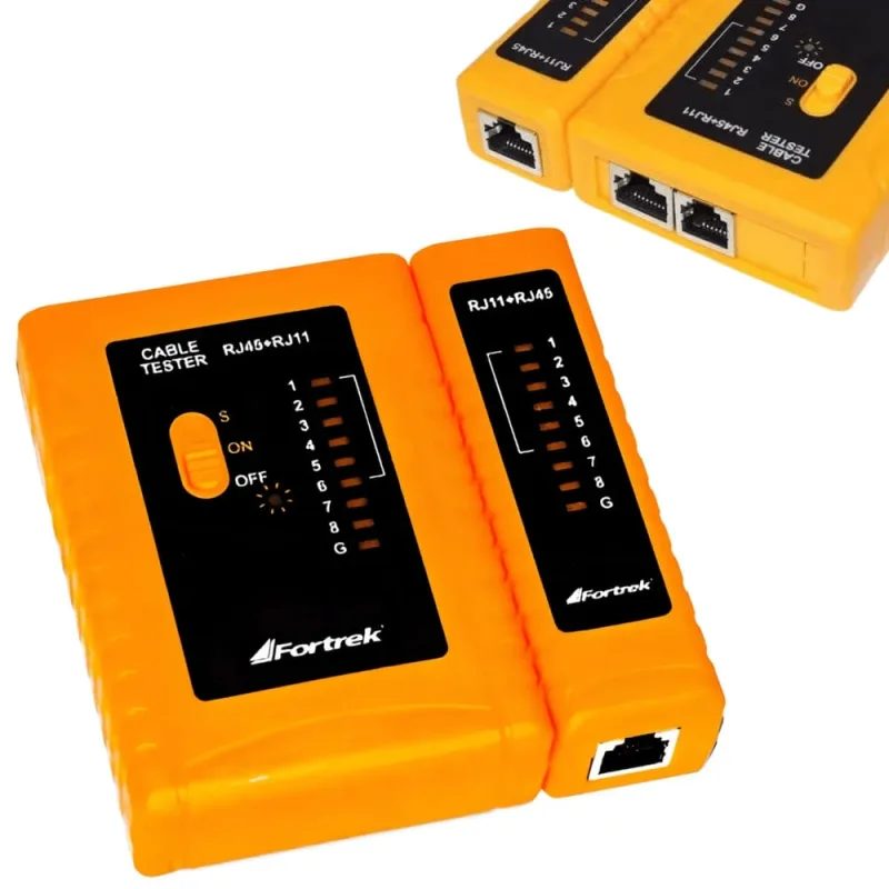 Testador Cabos Lan Fortrek TCF101 RJ11 RJ45 Cat5 Cat5e Cat6 - Fortrek - Tablets, Ipads E E-readers