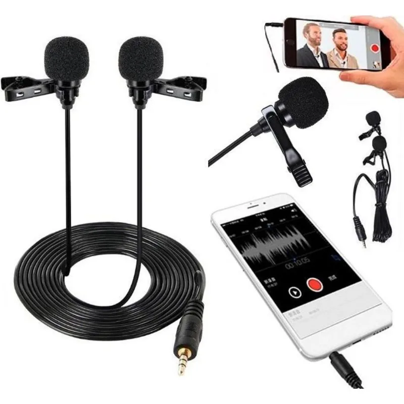 Microfone Duplo Lapela Celular Universal Entrevista Youtuber