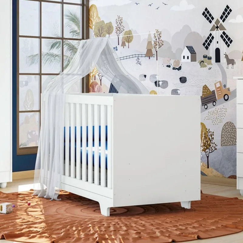 Berço Mini Cama Life MDF com Grades em Plástico Branco Tigus Móveis - OUTRAS - Móveis