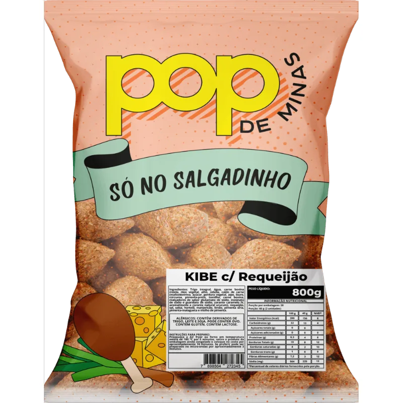 Mini Kibe Com Requeijão Pop Minas 800g