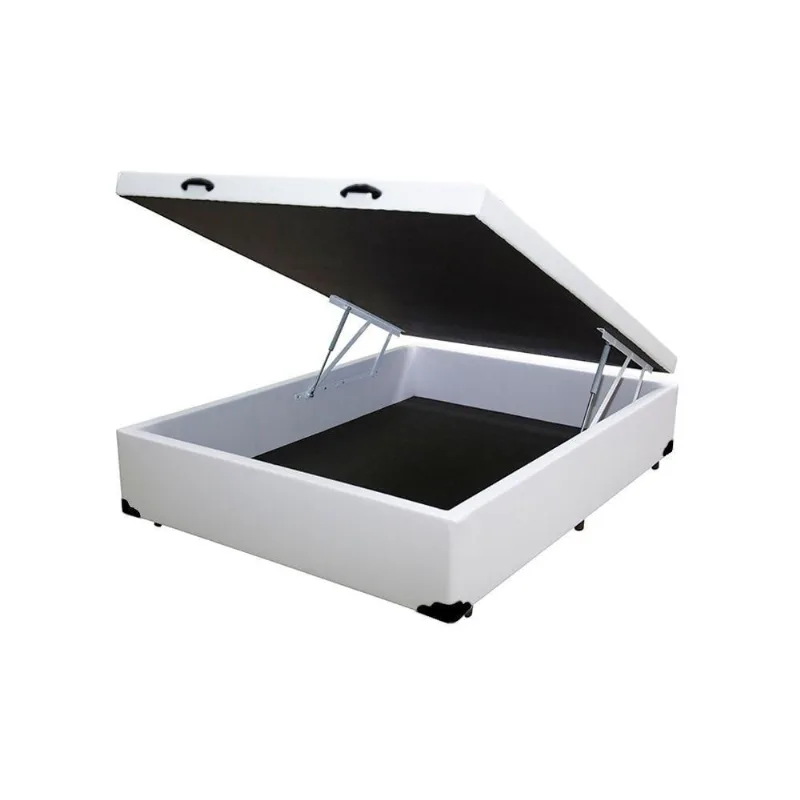 Cama Box Baú Blindado Casal Homequeen Sintético Branco 41x138x188