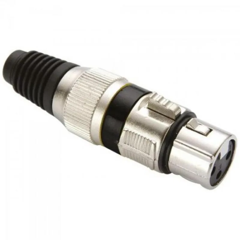 Conector Cannon Fêmea Preto YS1057A-PO Corpo Metálico Genérico pacote Com 5