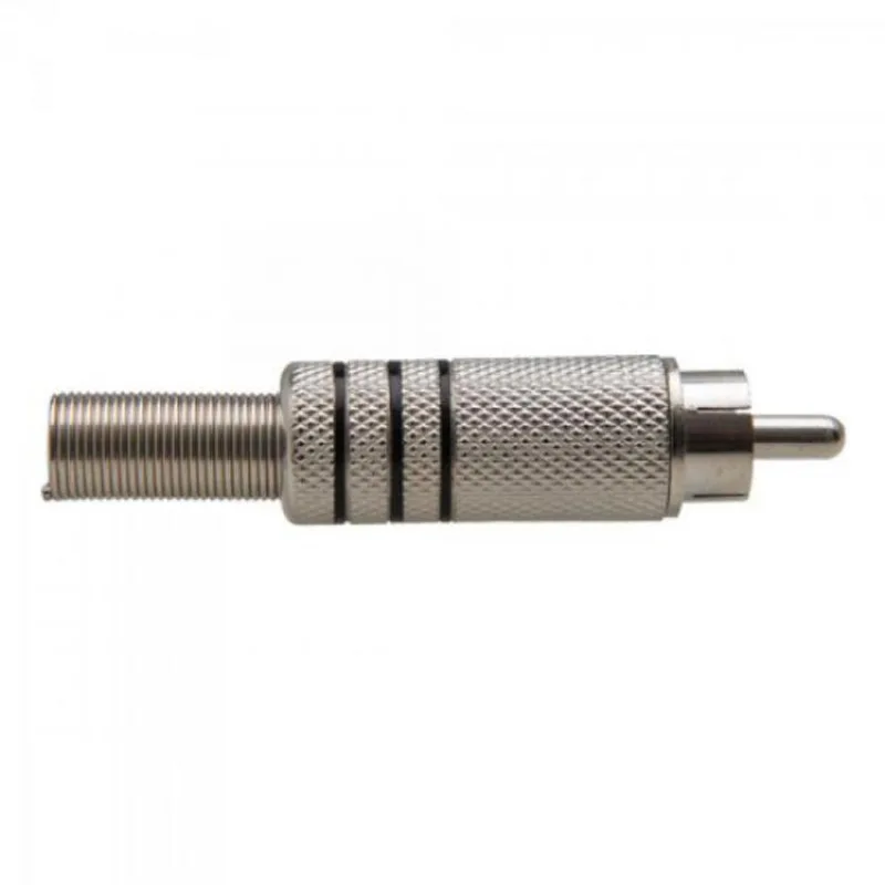 Plug RCA Niquelado Com Mola 3FX 5,8mm Preto Genérico pacote Com 10