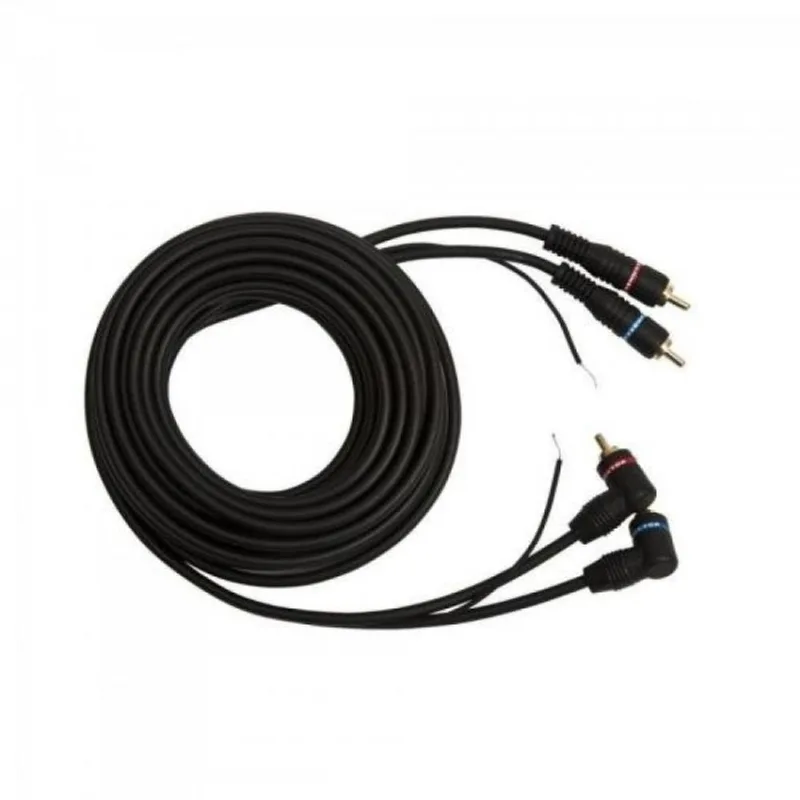 Cabo 2 X 2 RCA Com Fio Terra Gold Plug 90° 5M Preto Storm