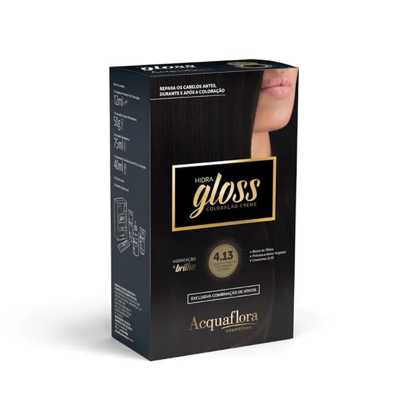 TINTURA ACQUAFLORA GLOSS Castanho Natural Acinzentado Dourado 4.13