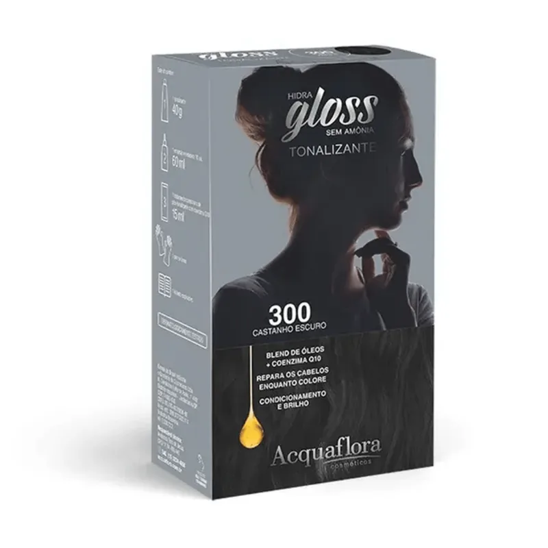 TINTURA ACQUAFLORA GLOSS Castanho Escuro 300
