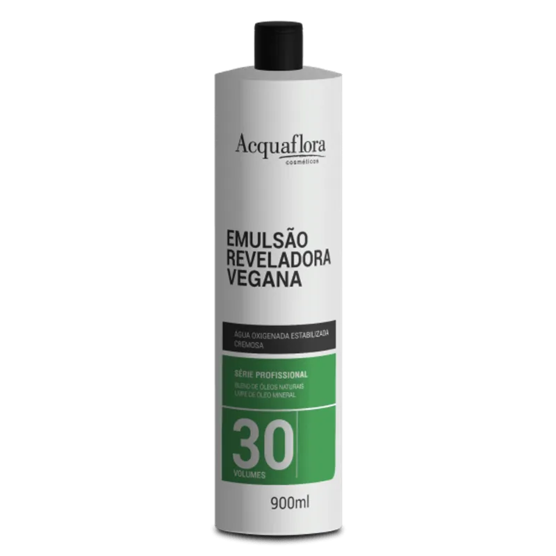 Água Oxigenada Reveladora Acquaflora Vegana 30vol 900ml Emulsão Reveladora Acquaflora Vegana 30vol 900ml