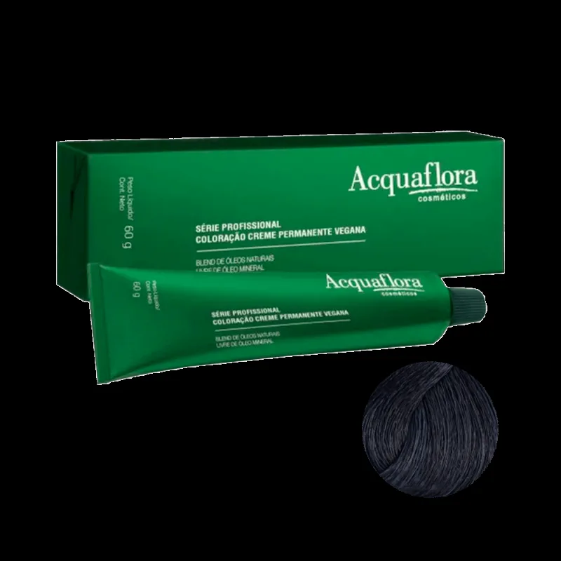Coloração Acquaflora Creme Permanente 1.1 Preto Azulado 60g