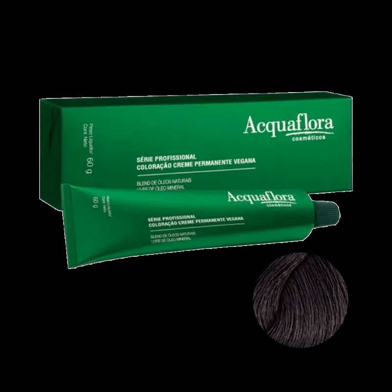 Coloração Acquaflora Creme Permanente Vegana 3.0 Castanho Escuro 60g