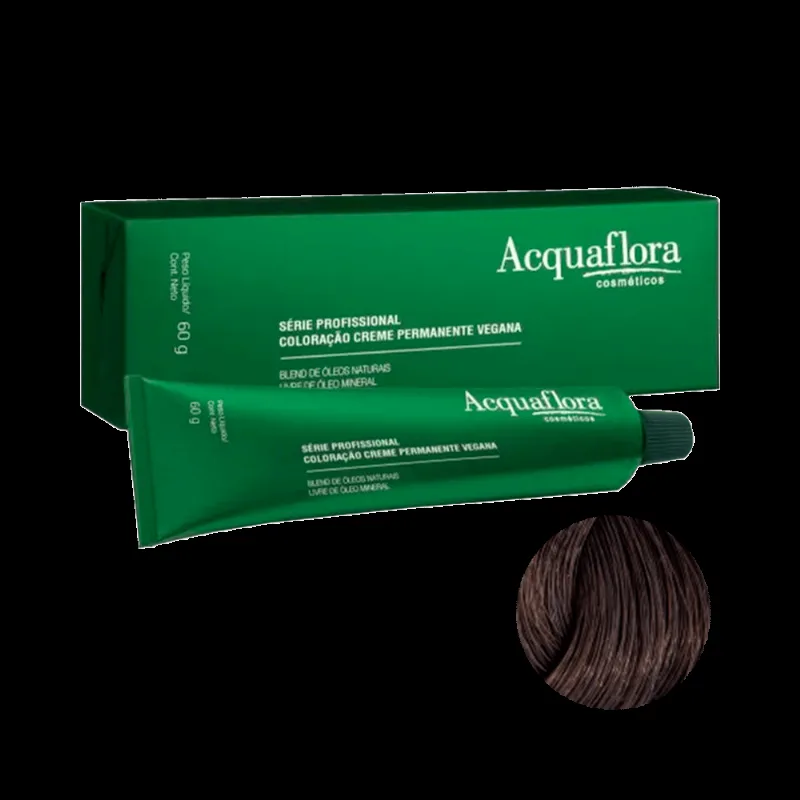 Coloração Acquaflora Creme Permanente Vegana 4.0 Castanho Natural 60g