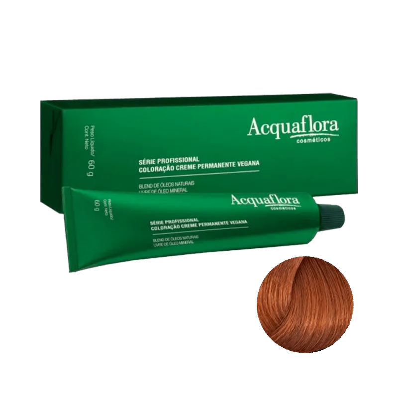 Coloração Acquaflora Creme Permanente Vegana 8.34 Louro Claro Dourado Acobreado 60g