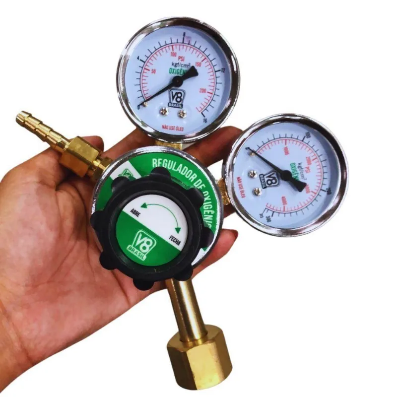 Regulador De Pressão Com Manometro Para Cilindro Gas Oxigenio Regoxiv8 110177 V8 Brasil