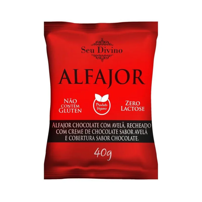 Alfajor Seu Divino Vegano s/ Glúten Zero Lactose Chocolate c/ Avelã 40g - SEU DIVINO - Mercearia
