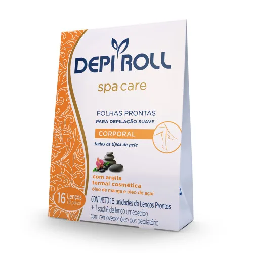 Folhas Para Depilação Corporal Óleo De Manga E Açaí Depi Roll Spa Care 16 Unidades - DEPI ROLL - Higiene E Beleza