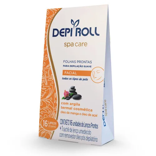 Folhas Para Depilação Facial Óleo De Manga E Açaí Depi Roll Spa Care 16 Unidades - DEPIROLL