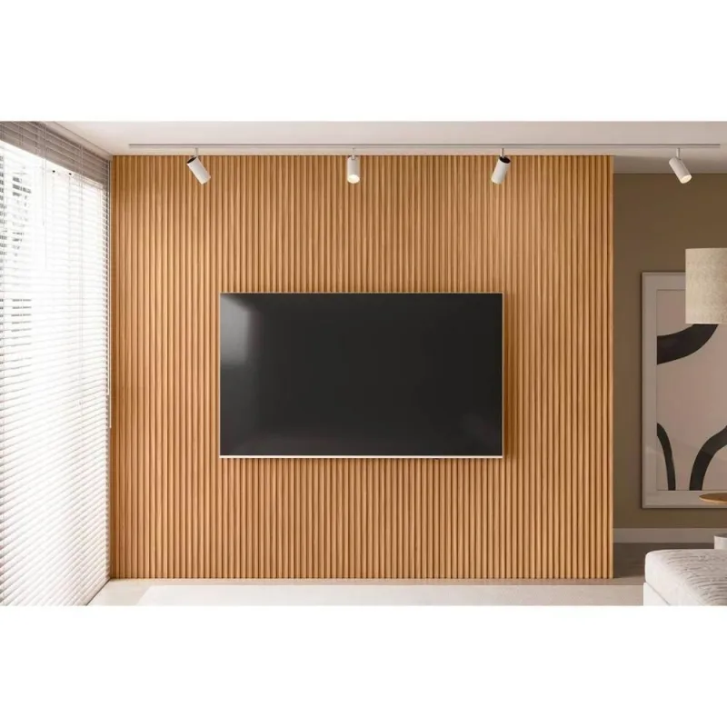 Painel Modular 3.0 para TV Até 100" 297CM MDF-MDP com Acabamento Ripado Fosco Amadeirado Linea - Linea Brasil
