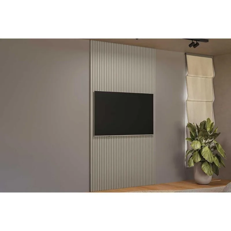 Painel para TV Modular 1.4 Ripado Até 60 141CM MDF com Acabamento Fosco Gris - Linea Brasil