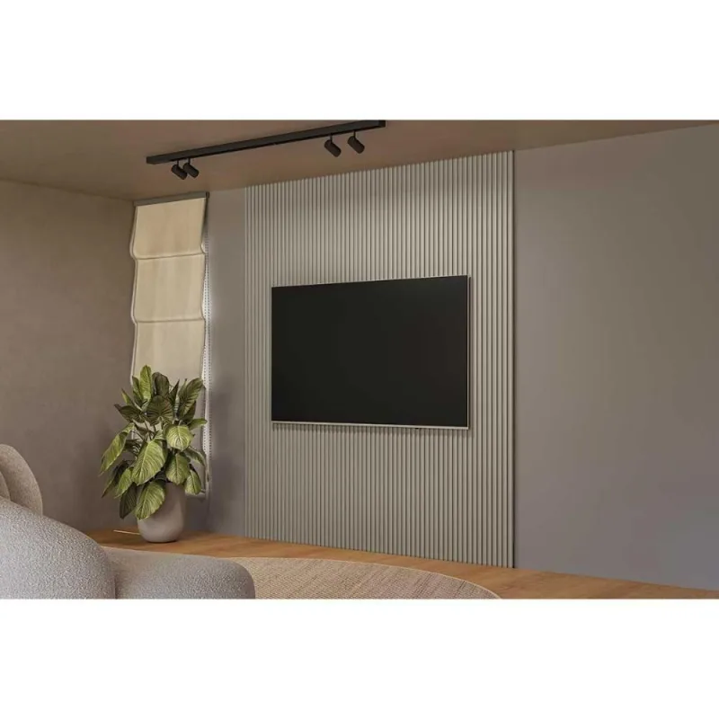 Painel Home P/ Tv Até 85 Pol Modular 2.2 Ripado 219x250cm Gris Fosco - Linea Brasil - Linea Brasil