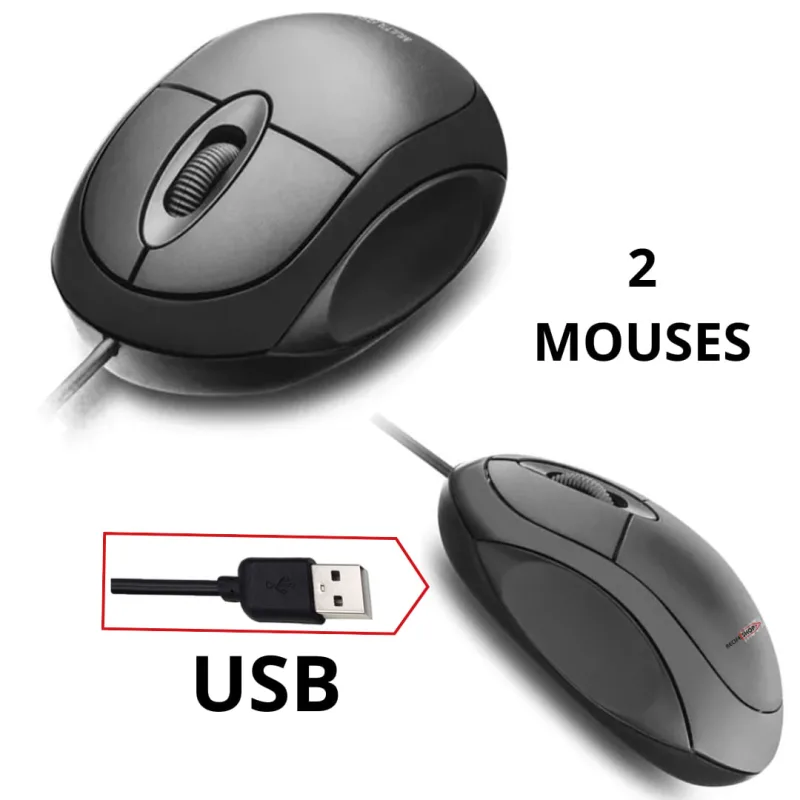 Kit com 2 Mouses USB com Fio Ergonômico para PC e Notebook - Durável e Preciso - Inova