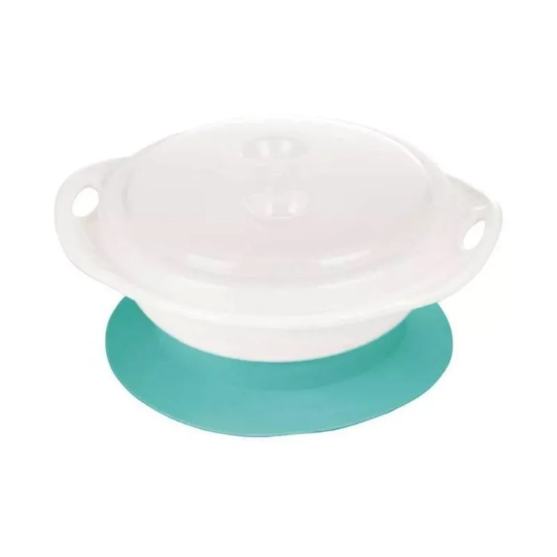 Tigela com Ventosa - Tampa e Alça - Branco e Azul - Girotondo Baby