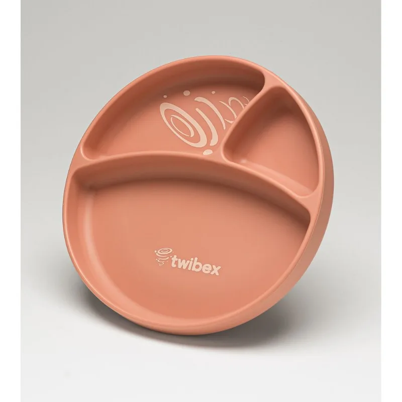 Prato em Silicone com Divisória e Ventosa Rosa Twibex Rosa