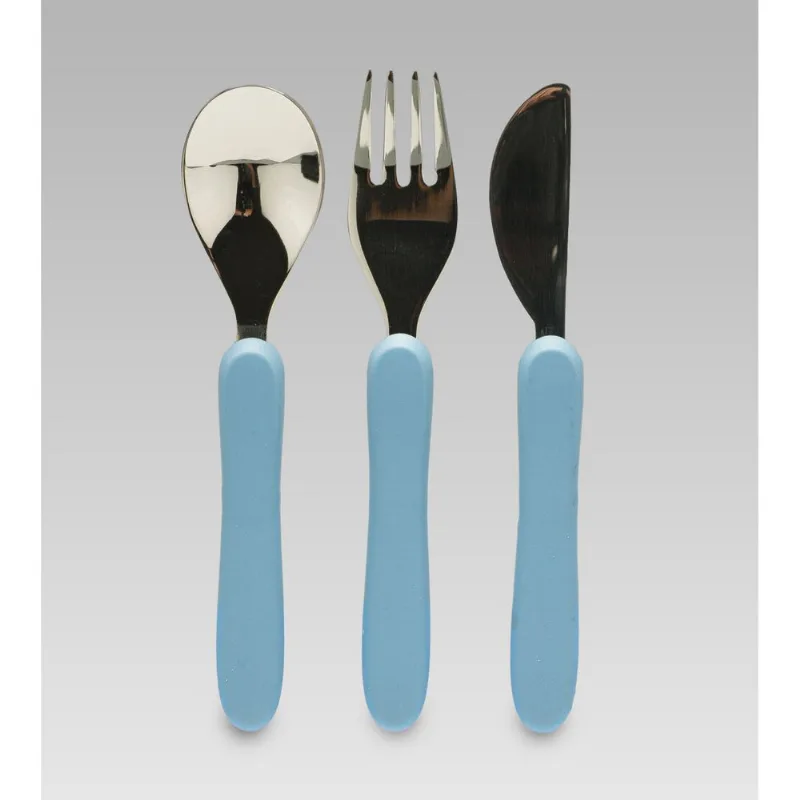 Kit Talheres em Inox com 3 unidades Azul Twibex Azul
