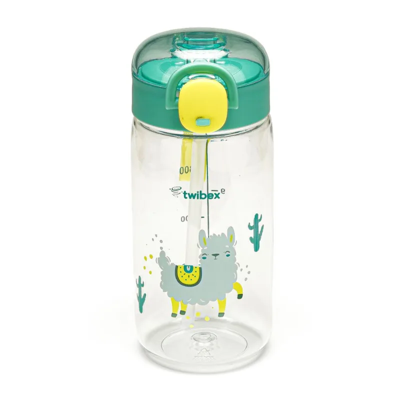 Garrafa Tritan com Canudo e Tampa 450ml Lhama da Twibex Azul