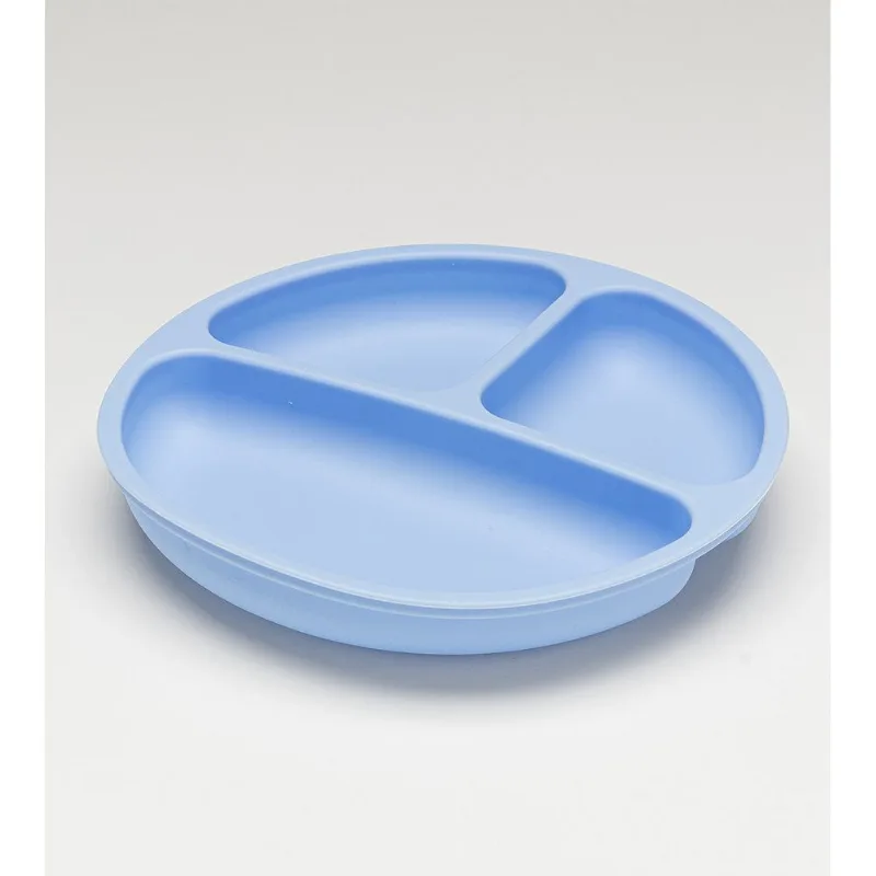 Prato em Silicone com Divisória e Ventosa Azul Twibex Azul