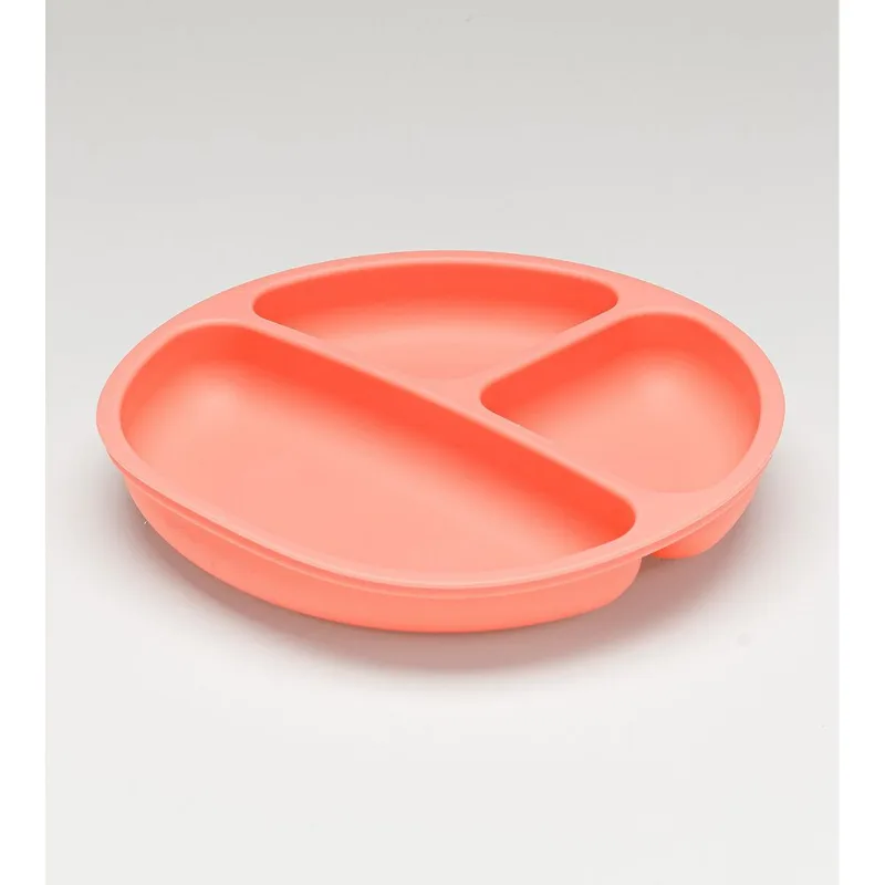 Prato em Silicone com Divisória e Ventosa Rosa Twibex Rosa