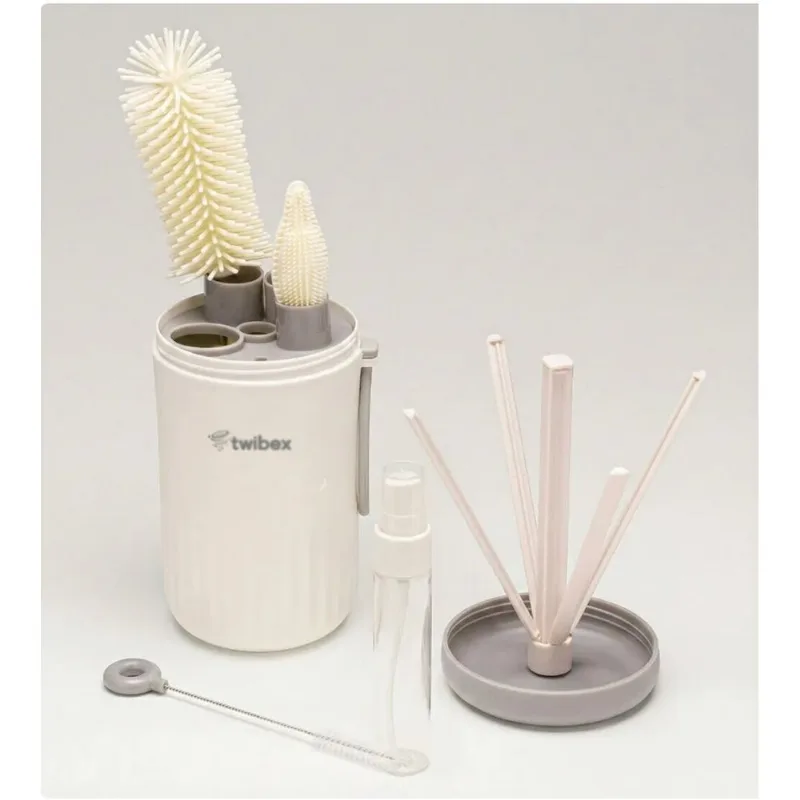 Kit Limpeza de Mamadeira com Estojo Cinza Twibex Cinza