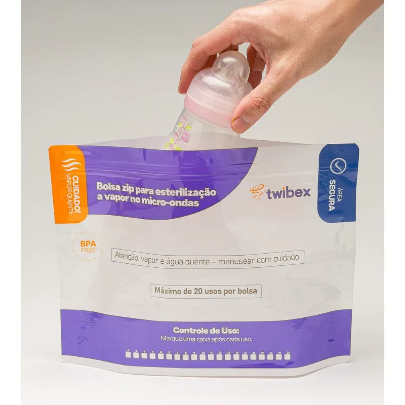 Bolsa Zip Para Esterilização a Vapor Twibex com 5 unidades IP201