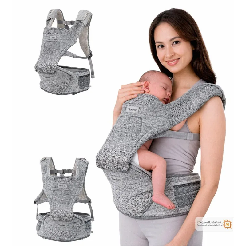 Canguru Confort Seat Air Mesh 4 em 1 Cinza Twibex Premium Cinza